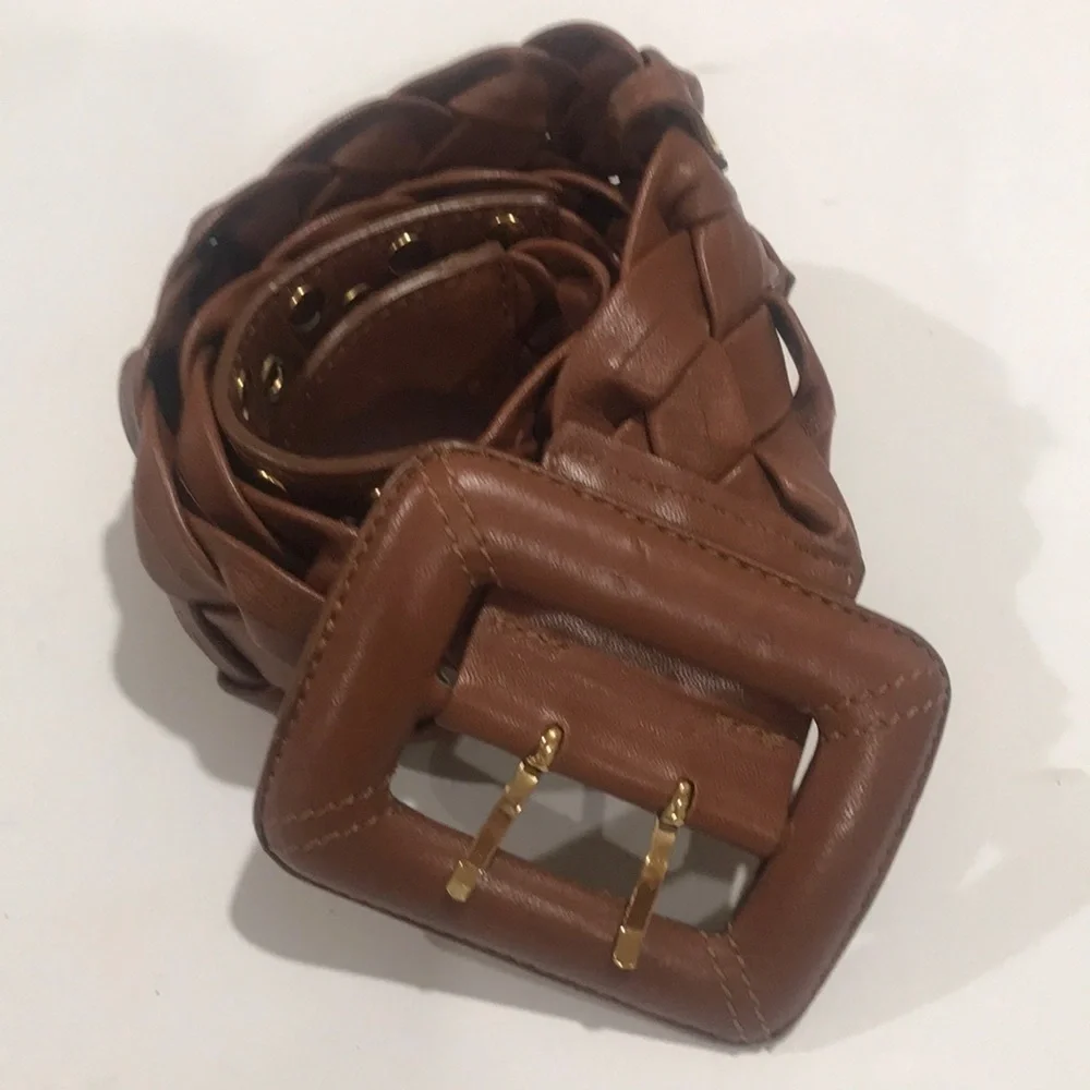 BE&D Braded brown leather belt Sz L 3” W